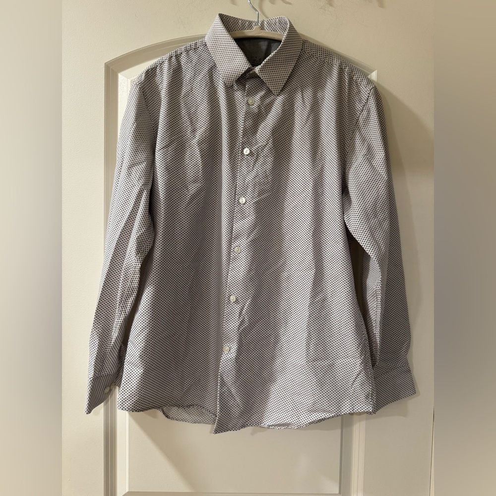 Calvin Klein Men's Black and White Patterned Shirt